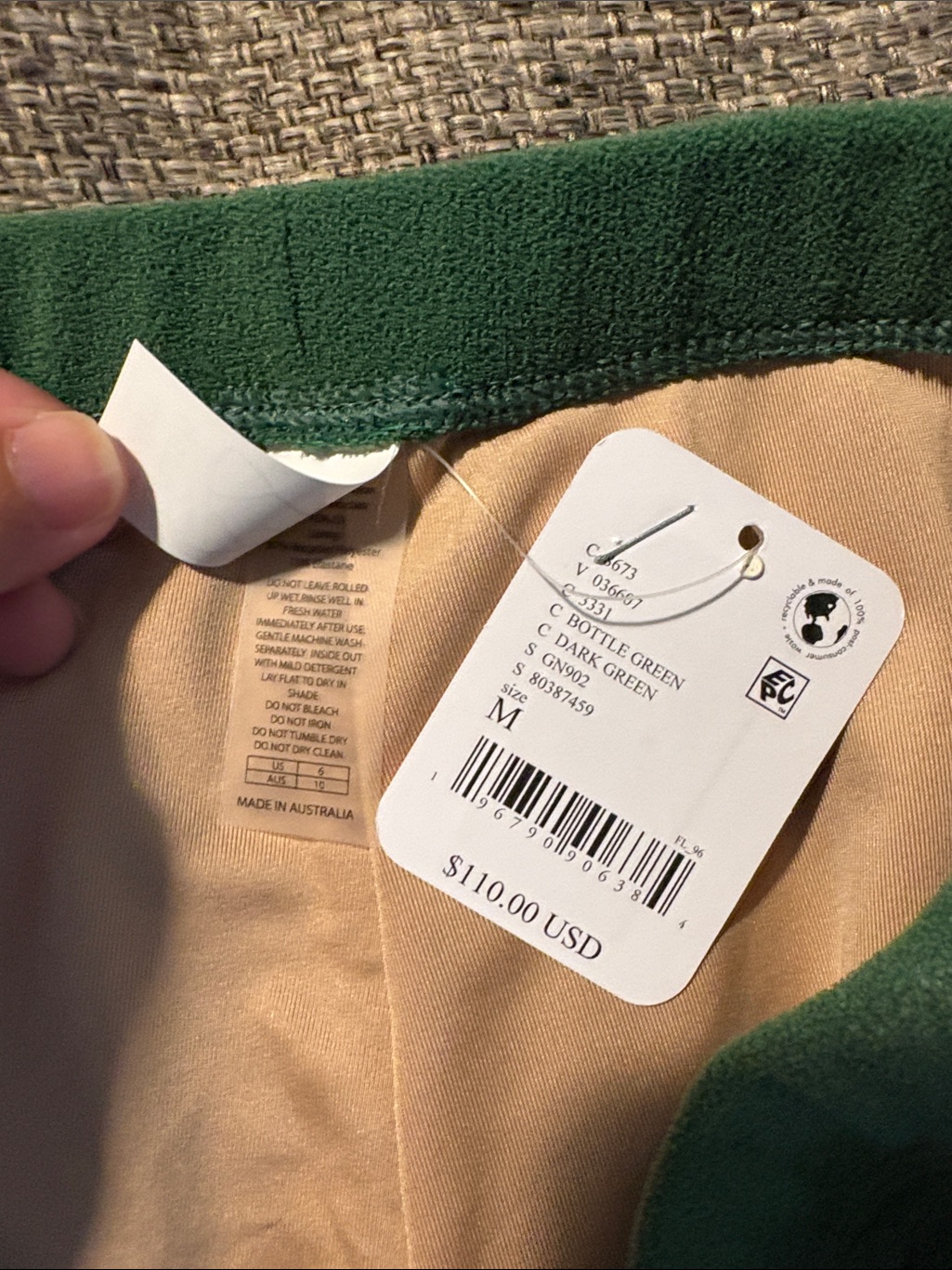Gnash Swim Towelling Swim Shorts In Bottle Green Sz M Nwt — image 4 of 4